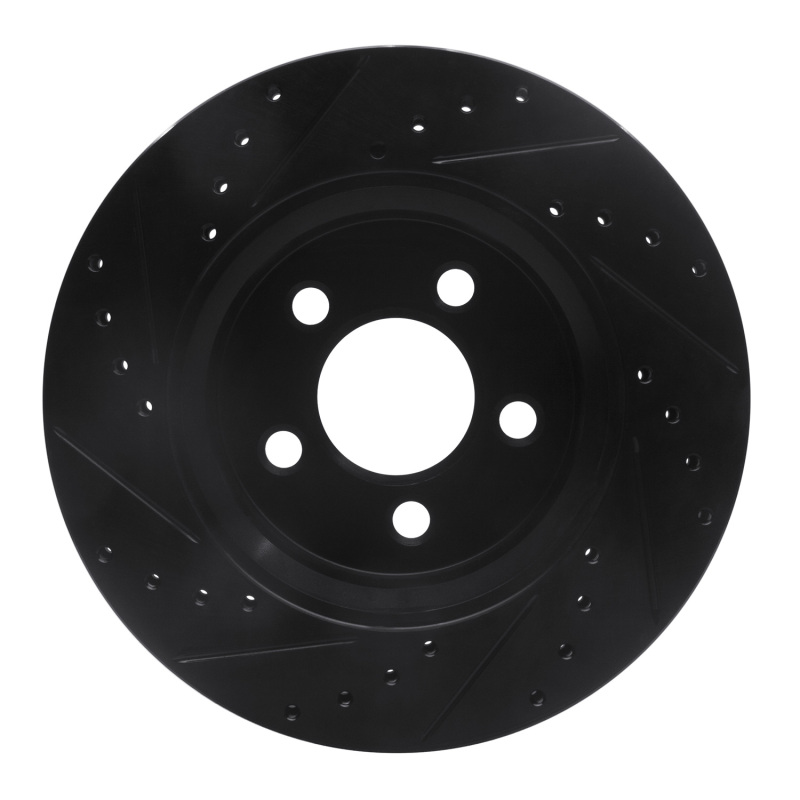 Dodge Nitro Brake Rotor (1) - Front Right - R1 Concepts - Drilled & Slotted - Black - `07-`12